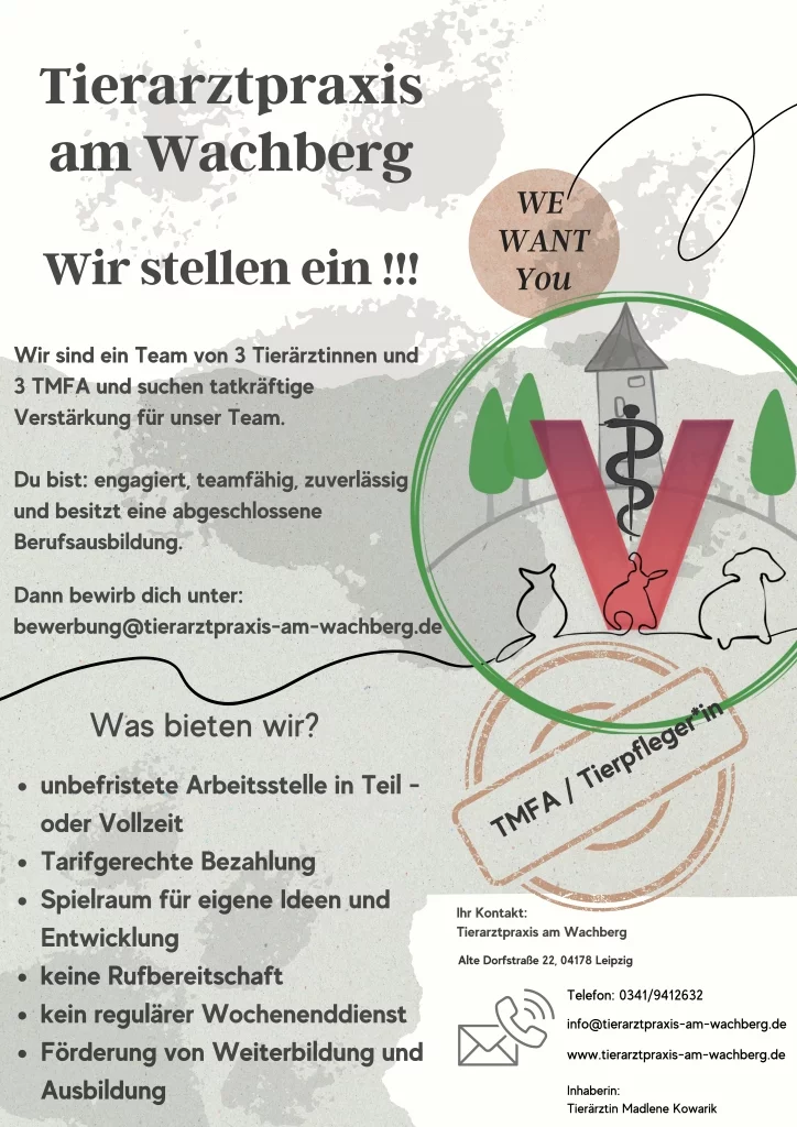 Stellenausschreibung TMFA - Tierarztpraxis am Wachberg